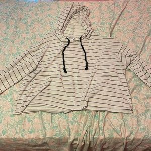 striped crop top hoodie